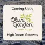 Aerial view of High Desert Gateway shopping center in Hesperia California featuring the future site of Olive Garden.