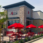 Exterior view of Bruster’s Real Ice Cream storefront at Hamner Place retail center in Eastvale CA.